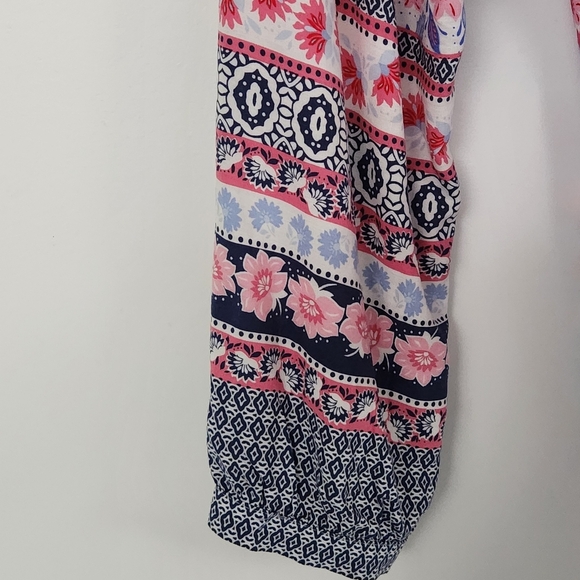 Talbots Woman's Blue Pink White Long Sleeve Soft Rayon Tunic Top Size X - Picture 5 of 9